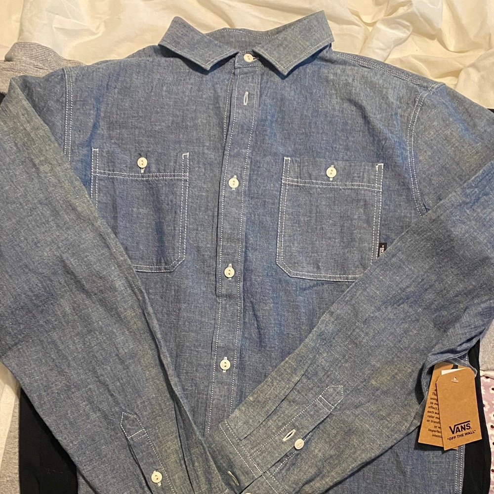 Vans Men's Casual Blue Button Down Shirt